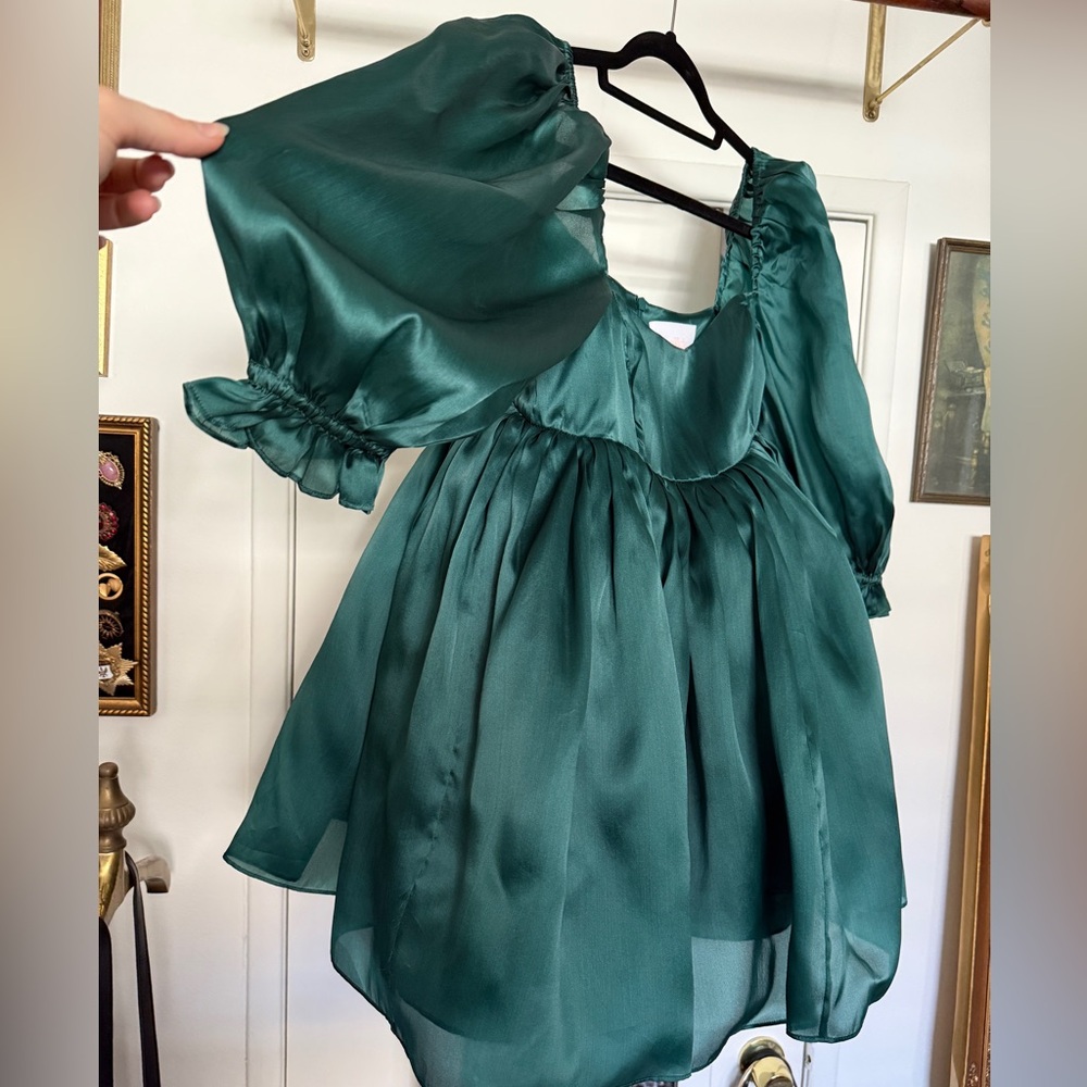 Selkie Silk Elf Puff Dress Green Large *READ DESCRIPTION* - Picture 2 of 9
